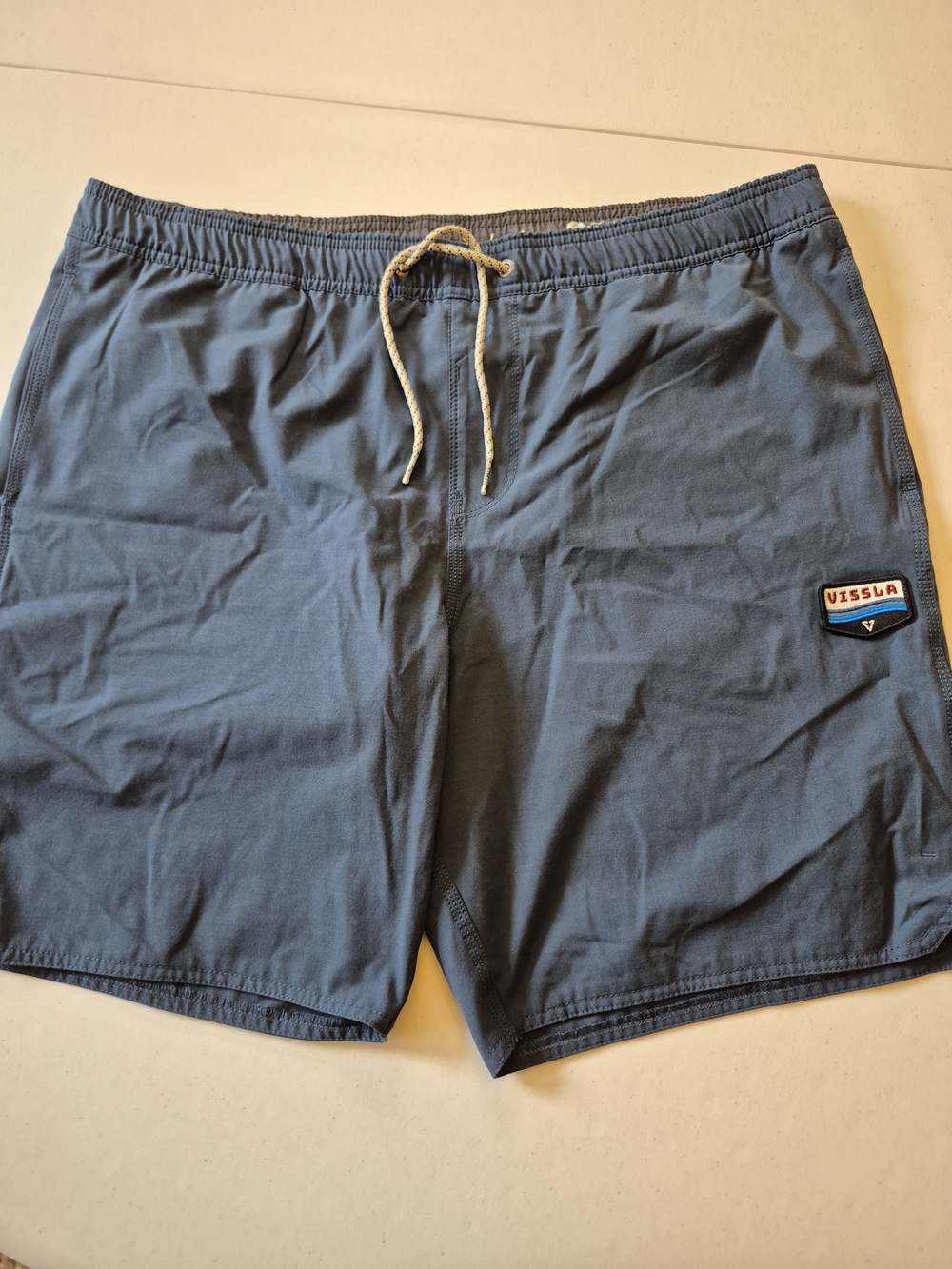 VISSLA Slate Blue Elastic Waist Shorts